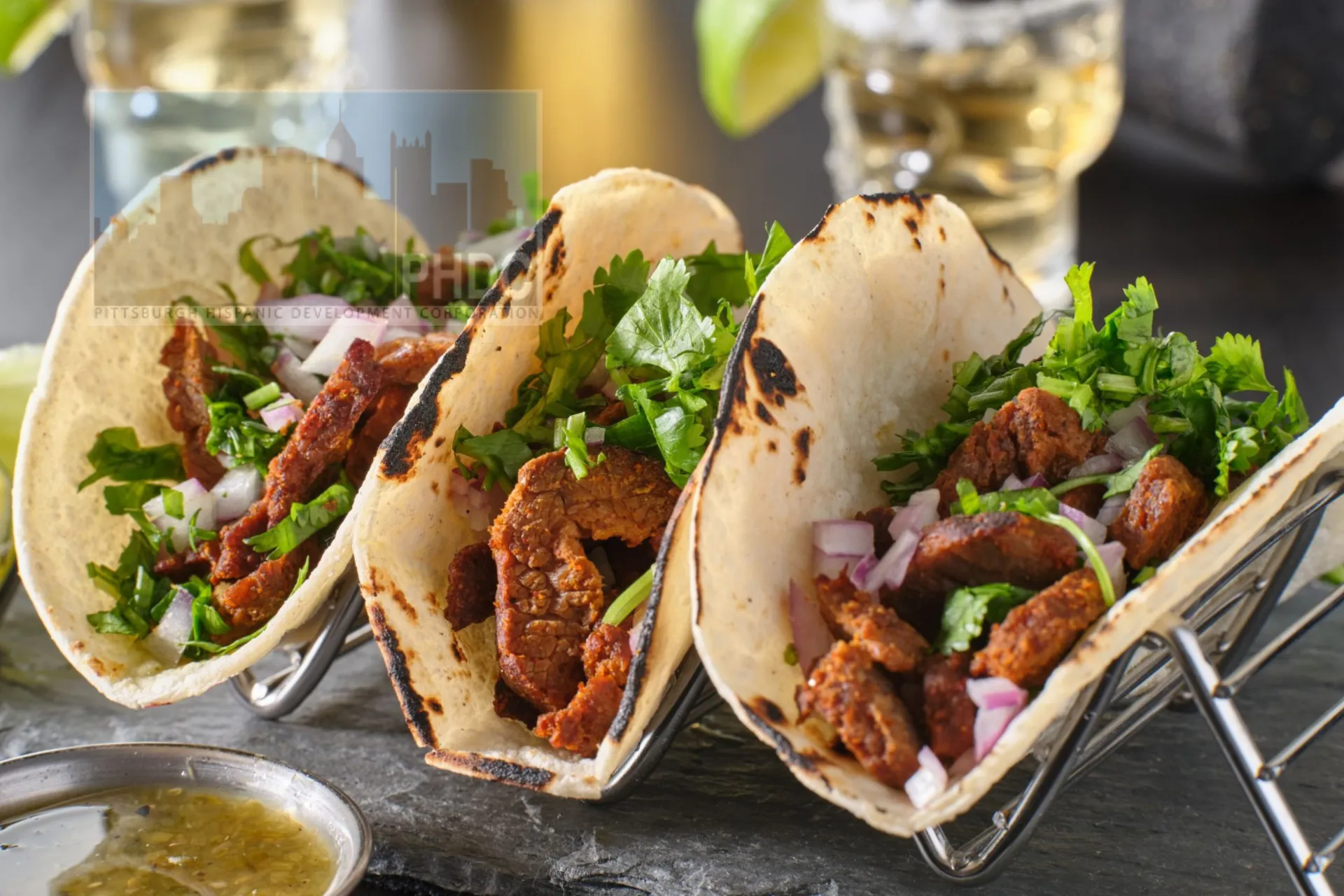 La Oaxaquena signature dishes Mexican Style Taco - SteakMexican Style Taco - ChickenQueso Dip